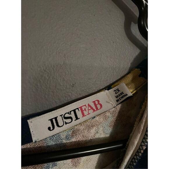 JUST FAB Long Sleeve Floral Print Blue A Line Rayon High Neck Dress 2X - Picture 6 of 10